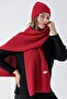Women's Soft Buttoned Knitted Detailed Scarf Beanie Set Red 24W132 - 2