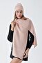 Women's Soft Buttoned Knitted Detailed Scarf Beanie Set Powder 24W132