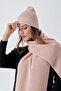 Women's Soft Buttoned Knitted Detailed Scarf Beanie Set Powder 24W132 - 3