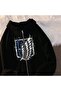 Attack On Titan New Logo Printed Oversize Zippered Black Unisex Hooded Cardigan - 2