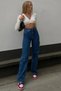 MIA Dark Blue Loose Lycra Women's Super High Waist Wide Leg Denim Jeans Palazzo Trousers