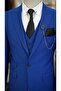 Men's Suit Italian Cut Slim Fit Jacket Vest Trousers-Sax Blue - 6