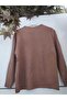 Unisex Ribbed Half Turtleneck Slim Fit Flexible Brown Knitwear Body - 2