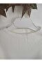 Unisex Ribbed Half Turtleneck Slim Fit Flexible Ecru Knitwear Body - 2
