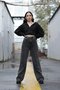 Lora Smoked Power Lycra Women's Super High Waist Wide Leg Loose Jeans Jeans