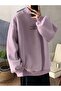 Women's Lilac Purple Day By Day Printed Throat Detail Sweatshirt - 3