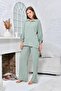 Women's Polo Neck Seersucker Pants Set - 7