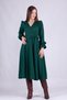Emerald Midi Length Women's Double Breasted Collar Sleeve Nipple Frilly Long Sleeve Sleeve Nipple Frilly Belted Dress - 5