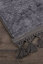 Nova Anthracite 60x100 + 50x60 cm 2-Piece Cornered Pompom Fringed Bath Rug Mat Set - 2