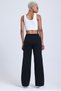Women's Black Double Pocket Elastic Waist Loose Wide Leg Palazzo Sweatpants - 5