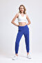 Women's Navy Blue High Waist Pocket Elastic Waist Flexible Jogger Pants - 8