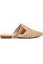 Park Moda Nude Beige Straw Rhinestone Stylish Comfortable Pointed Toe Open Back Summer Slippers Sandals Shoes