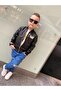 Eid Transitional Boy's Embroidered Leather Jacket / Jeans Stylish Combination (T-Shirt Gift) - 2