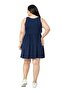 Large Size Ornamental Button Detailed Viscose Short Navy Blue Dress - 3