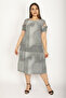 Women's Large Size Gray Shoulder Detailed Dress 65n26571 - 5