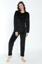 Women's Winter Bonjour Written Soft Velvet Pajama Set - 3