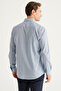 Men's White-Navy Blue Slim Fit Slim Fit Classic Collar 100% Cotton Printed Shirt - 6