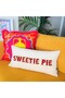 Sweetie Pie Patterned Cream Velvet Throw Pillow Cover (30 cm x 60 cm) - 3