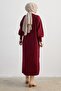 Mina Balloon Sleeve Knitwear Dress - Claret Red - 5