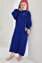 Mina Balloon Sleeve Knitwear Hijab Dress - Cobalt Blue - 3