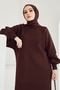 Mina Balloon Sleeve Knitwear Hijab Dress - Bitter Brown - 2