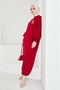 Mina Balloon Sleeve Knit Dress - Red