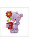 Red Flowery Teddy Bear Sticker Wall Sticker 30x25 CM