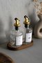 Transparent 2-pack 250 ml Olive Oil Sauce Bowl Oil Pot Oil Bowl with Wooden Stand Black Whitegold2litransparent