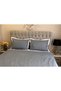 Light Blue Colored White Stripe Duvet Cover Set - 3