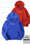 Brooklyn Printed Unisex Double Cobalt Blue-Red Hooded Oversize Sweatshirt Hoodie