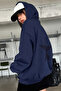 Unisex Navy Blue Star Back Printed Oversize Sweatshirt