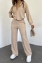 Beige Oversize Design Shirt and Trousers Oversize Double Suit 10786 - 2