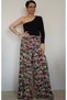 Pink Khaki green print wide-leg combed cotton Viscose Trouser Skirt with elastic waistband - 8