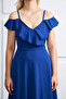 Crepe Fabric Thin Straps Slit V-Neck Long Blue Dress 582190 - 2