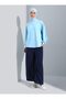 Navy Blue Viscose Trousers - Wide Leg and Elastic Waist - Basic