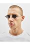 Unisex Silver Metal Frame Black Matte Small Round Sunglasses - 2