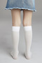 Girls' White Pretty Micro 40 Knee-Length School Socks 2 PCS - 2