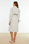 Beige Oversized Loose Fit Belted Water-Repellent Long Trench Coat TWOSS21TR0005 - 11