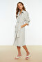 Beige Oversized Loose Fit Belted Water-Repellent Long Trench Coat TWOSS21TR0005 - 8