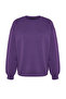Mor Oversize/Rahat Kesim Basic Bisiklet Yaka Kalın/İçi polarlı Örme Sweatshirt TWOAW24SW00102 - 6