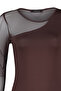 Kahverengi Tül Detaylı Çıtçıtlı Esnek Örme Body TWOAW24BD00021 - 7