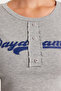 Gray Slogan Printed Fitted Flexible Ribbed Crop Knitted Blouse TWOAW24BZ00318 - 5