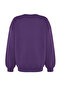 Mor Oversize/Rahat Kesim Basic Bisiklet Yaka Kalın/İçi polarlı Örme Sweatshirt TWOAW24SW00102 - 8