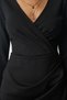 Women's Black Wrap Neck Body-hugging Stylish Woven Dress UB00131 - 3