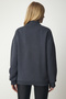 Women's Anthracite Stand Collar Basic Ribbed Sweatshirt UB00166 - 4