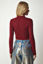 Women's Claret Red High Collar Ribbed Camisole Crop Blouse ub00165 - 6