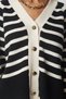 Women's Black Metal Button Detailed Striped Knit Cardigan BP00149 - 5
