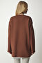 Women's Brown Raised Oversize Knitted Sweatshirt NJ00131 - 4
