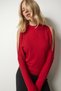 Women's Red High Collar Off-the-Shoulder Knitwear Blouse UB00152 - 3