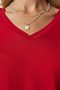 Women's Red V-Neck Knit Blouse UB00150 - 3